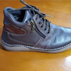 Lobo Solo Brown Leather Ankle Women's Shoes with Zipper & Lace Closure Size 6